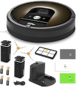 iRobot Roomba 980 Vacuum Cleaning Robot + 2 Dual Mode Virtual Wall Barriers (With Batteries) + Extra Side Brush + High Efficiency Filter + More
